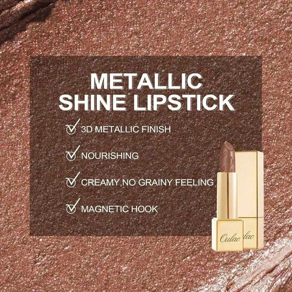 Oulac Women Metallic Shine Brown High Impact color Lipstick Guilty Pleasure 09 - Picture 5 of 8